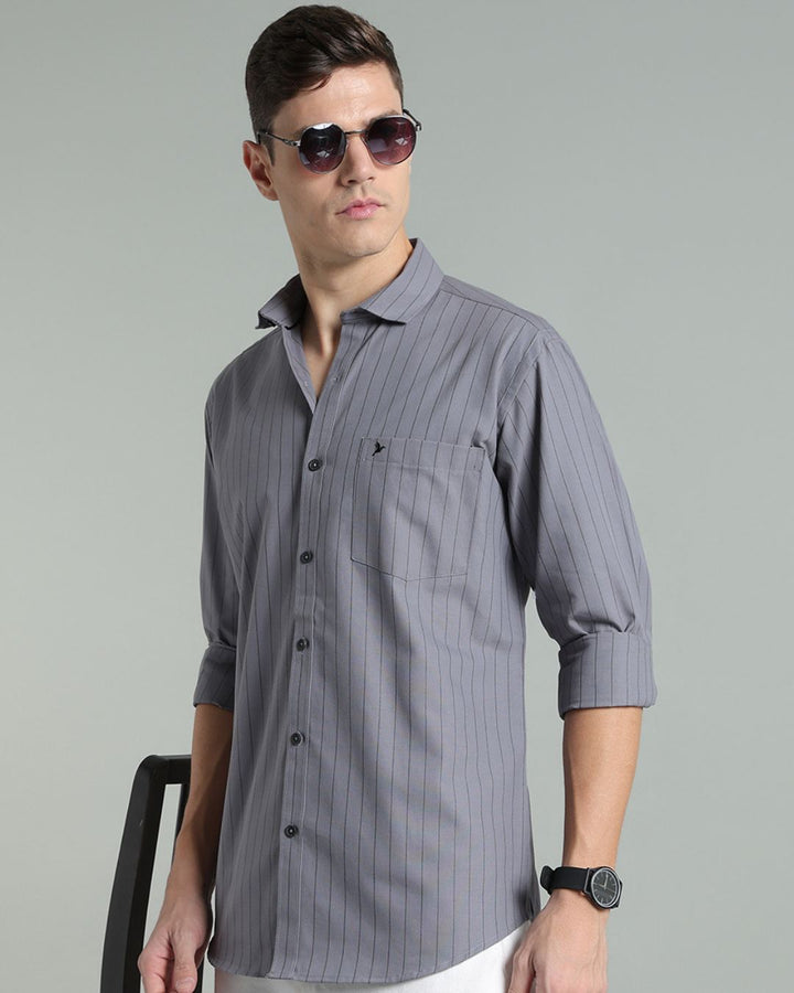 Grey Vertical Stripes -Full-Stain Proof