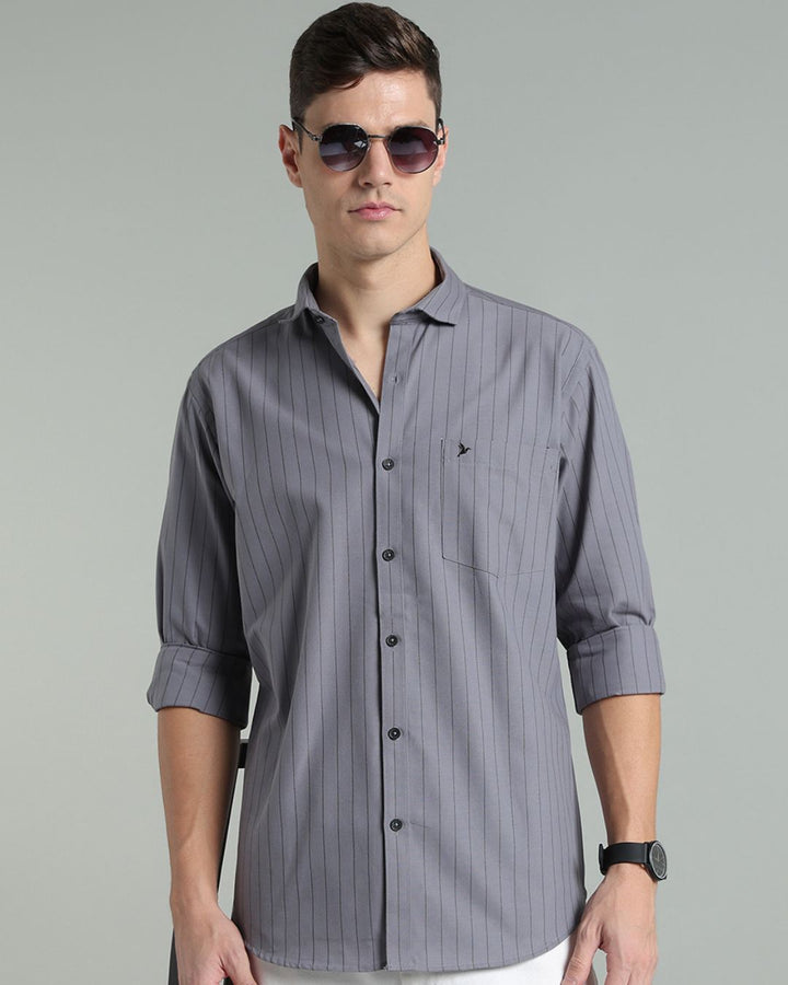 Grey Vertical Stripes -Full-Stain Proof