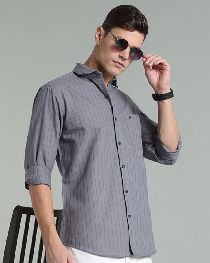 Grey Vertical Stripes -Full-Stain Proof