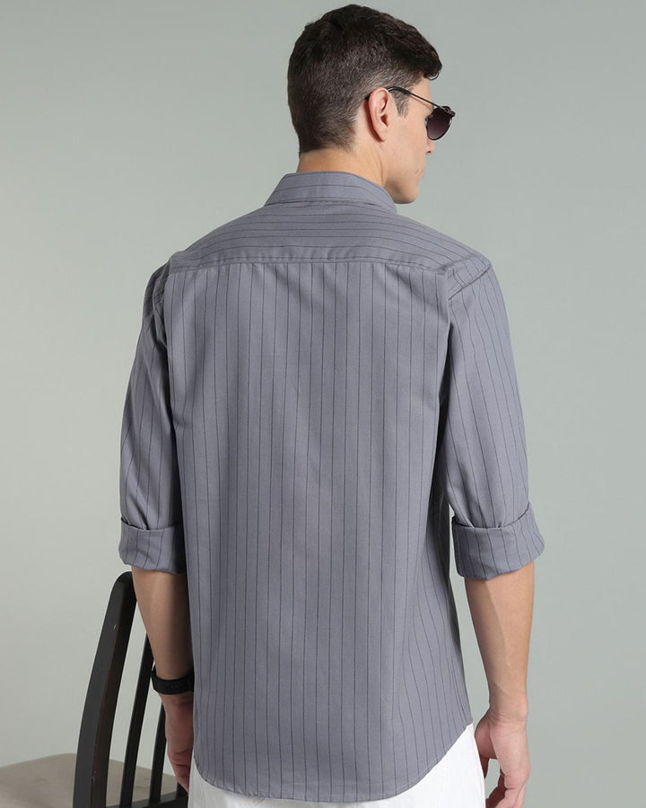 Grey Vertical Stripes -Full-Stain Proof