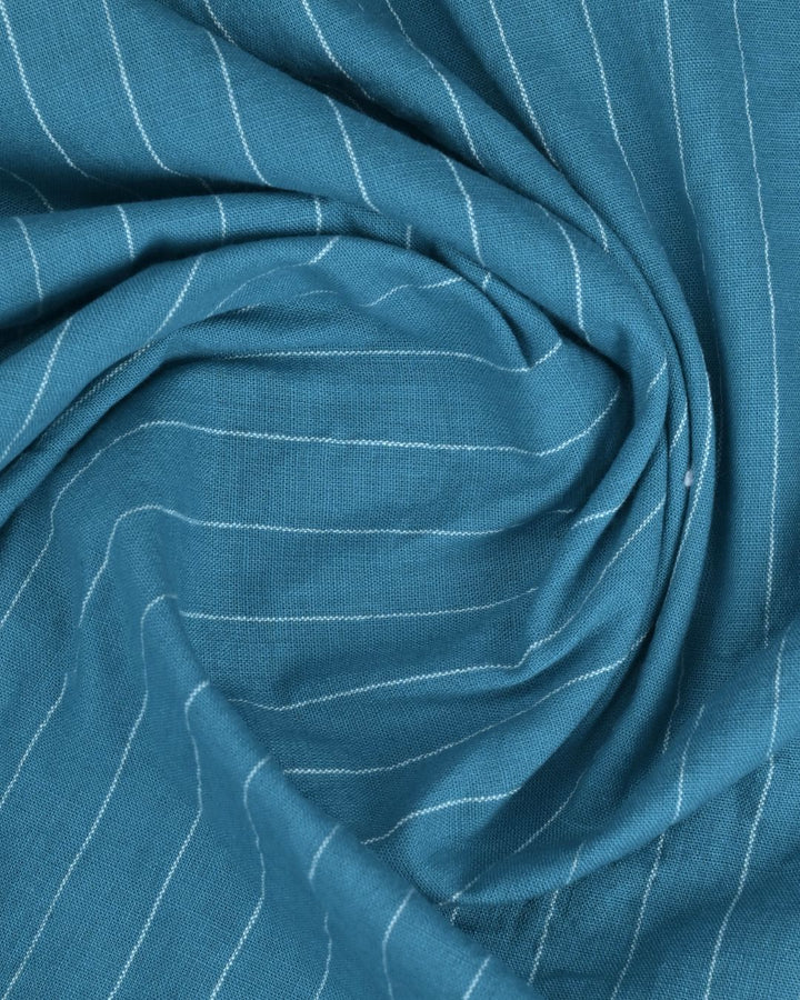 Slate Blue Solo Stripes-Full-Cotton Linen Shirt