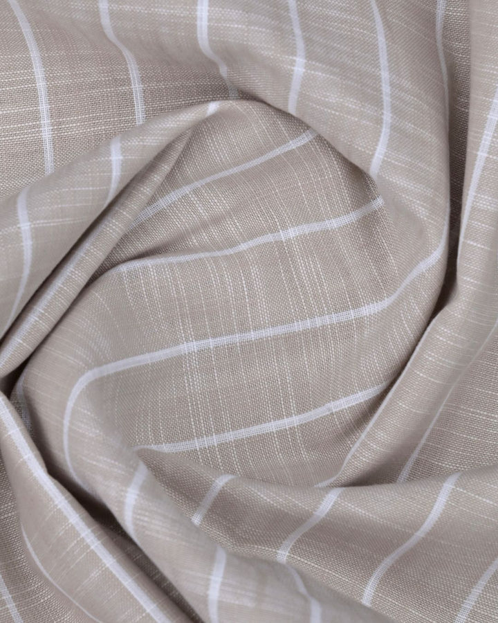 Sandal & White Line Stripes -Full-Cotton Linen Shirt