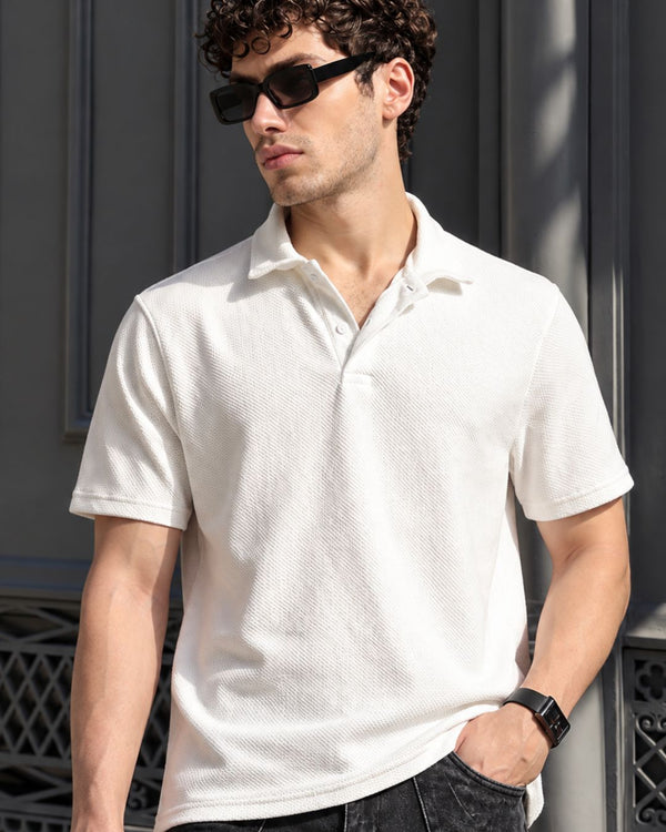 White Pop Textured - Polo Tshirt