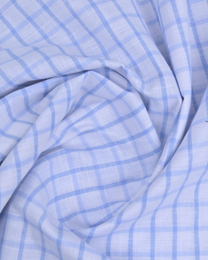 White & Blue Square Checks -Full-Bamboo Linen