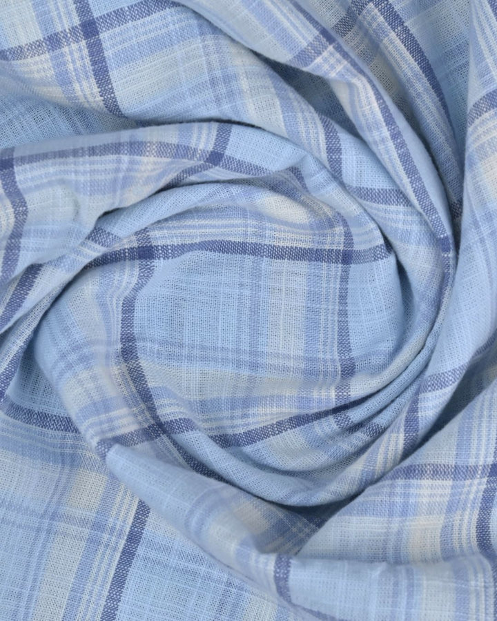 Blue Multi Line Checks -Full-Cotton Linen Shirt