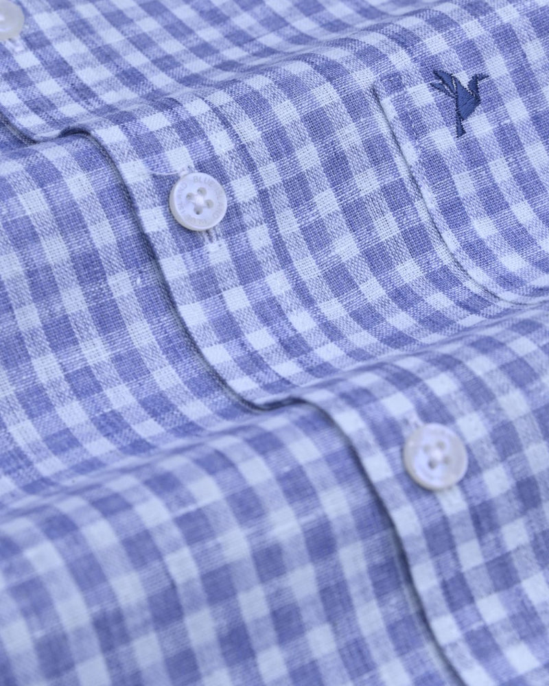 Violet & White Checks -Full-Bamboo Linen