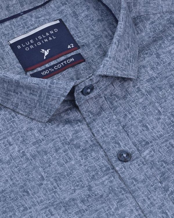 Ash Blue Textured Print -Full-Stain Proof