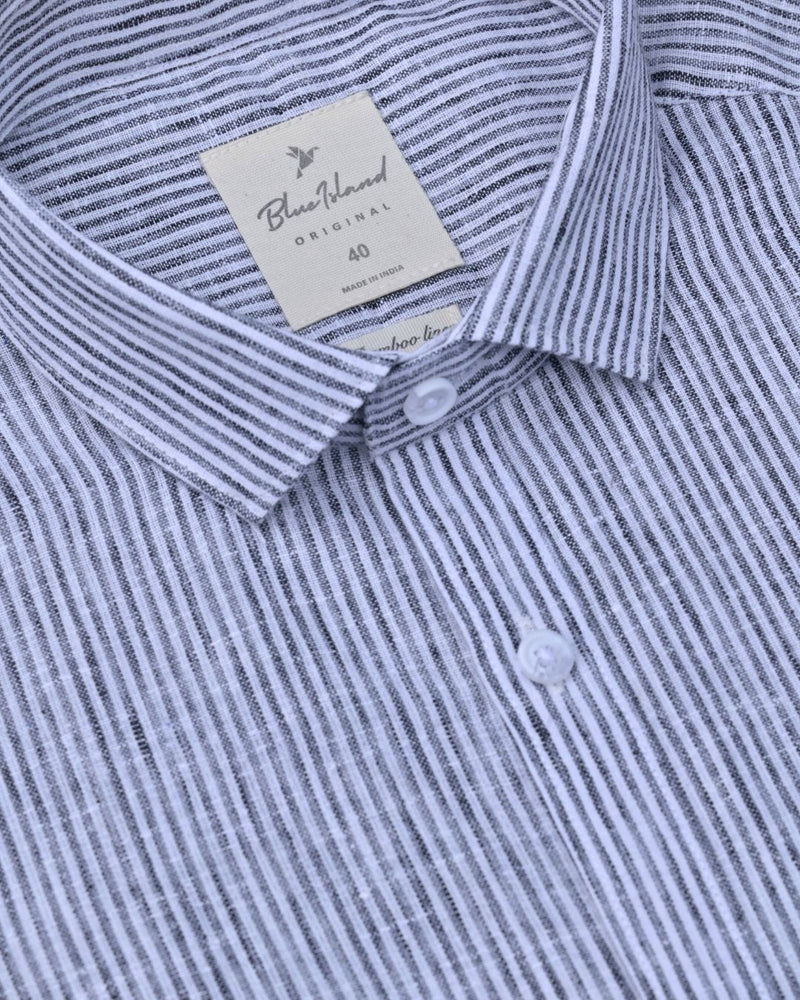 Black Grid Lines -Full-Bamboo Linen