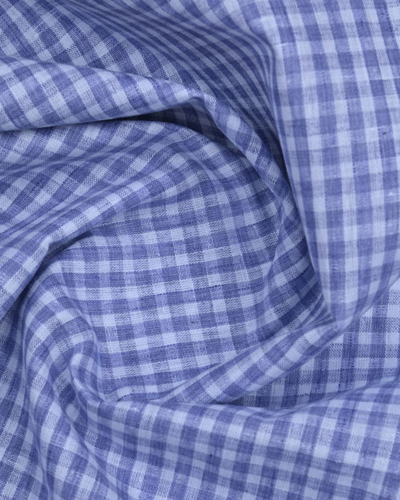 Violet & White Checks -Full-Bamboo Linen