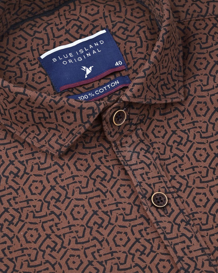Brown Maze Print -Full-Stain Proof