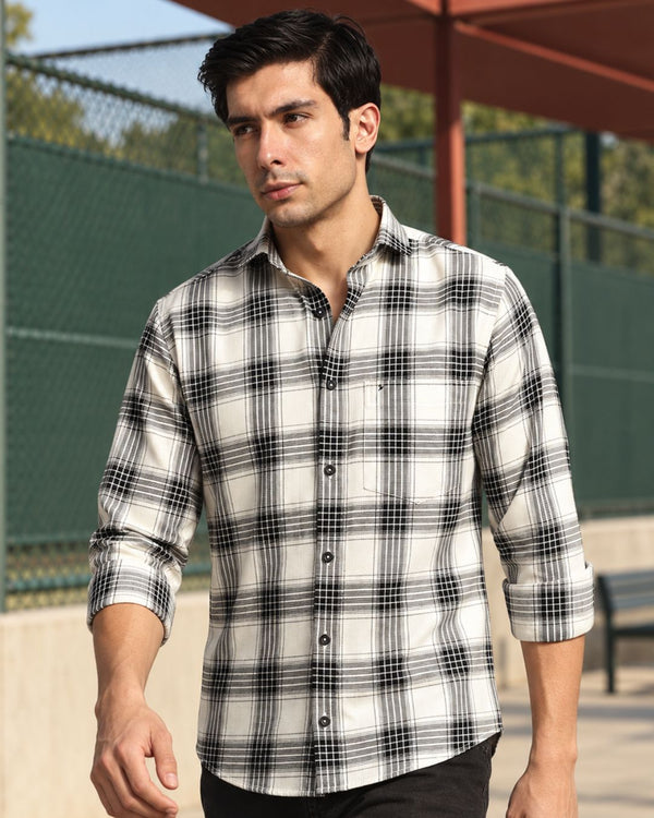 White Multi Line Checks - Full-Stain Proof
