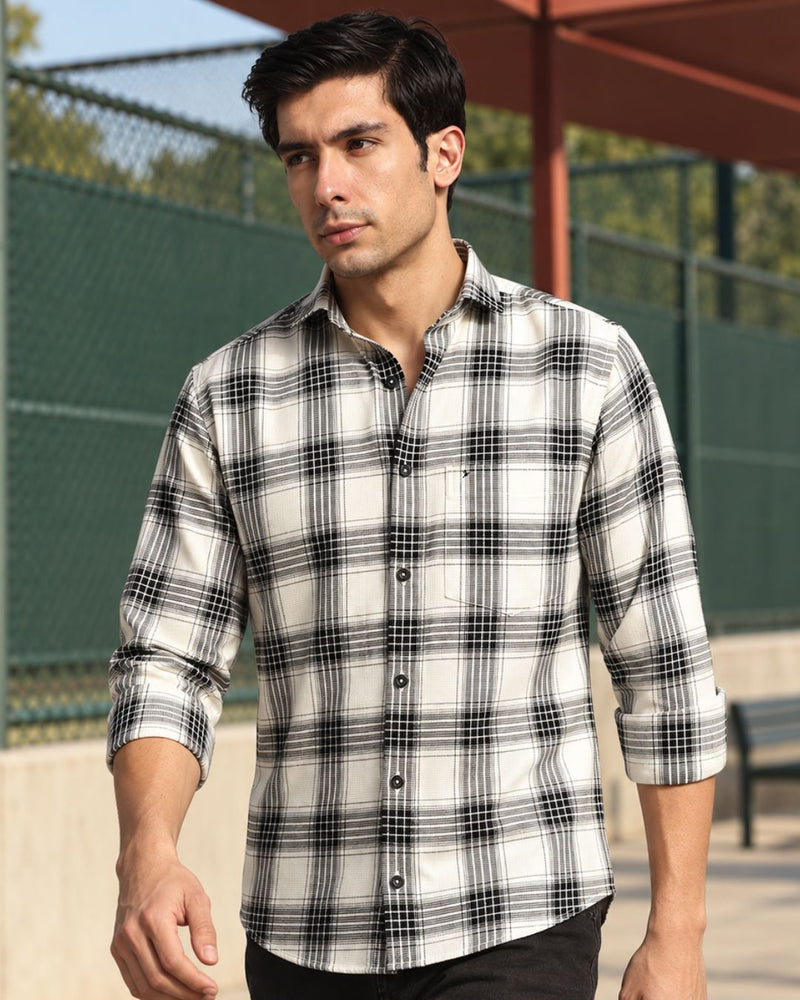 White Multi Line Checks - Full-Stain Proof
