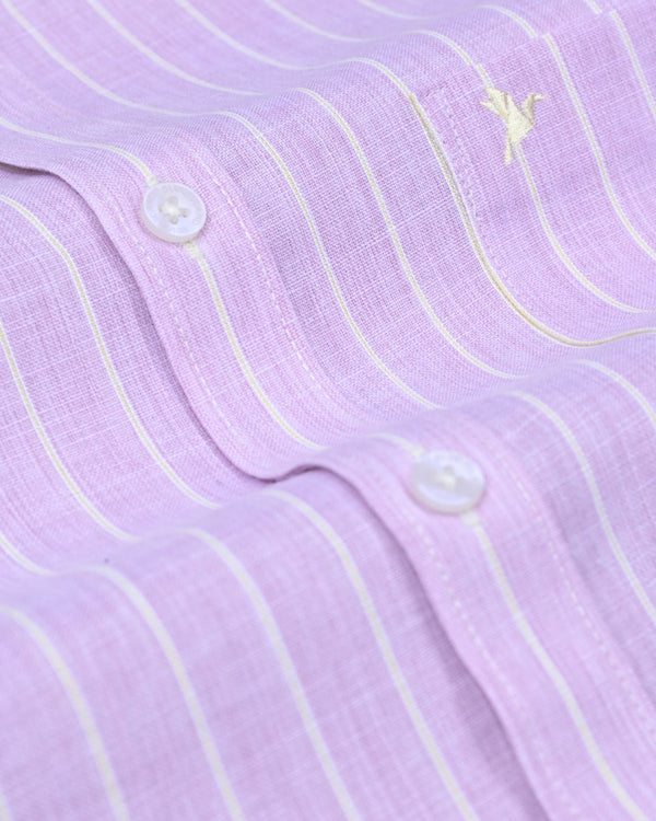 Pink Grid Line Stripes -Full-Bamboo Linen