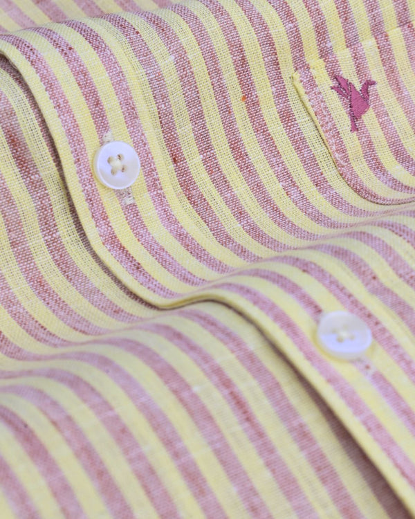 Candy Red & Yellow Stripes -Full-Bamboo Linen
