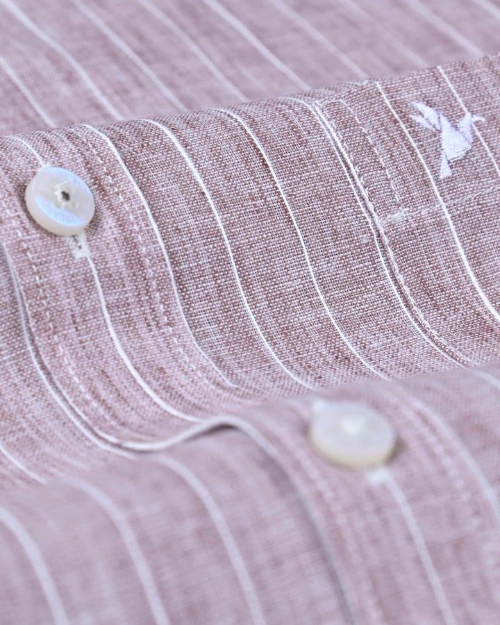 Choco Brown Stripes -Full-Bamboo Linen