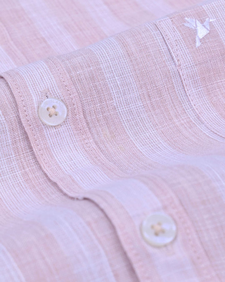Lite Orange & White Textured Stripes -Full-Bamboo Linen