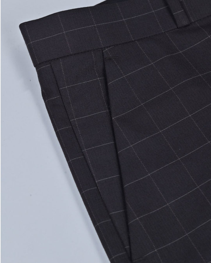 Choco Brown Box Checks - Wrinkle free Formal Pant