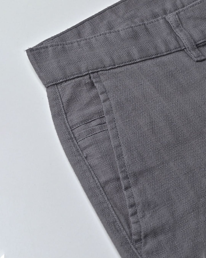 Grey Grain Stripes - 2 way stretch - COTTON LINEN PANT