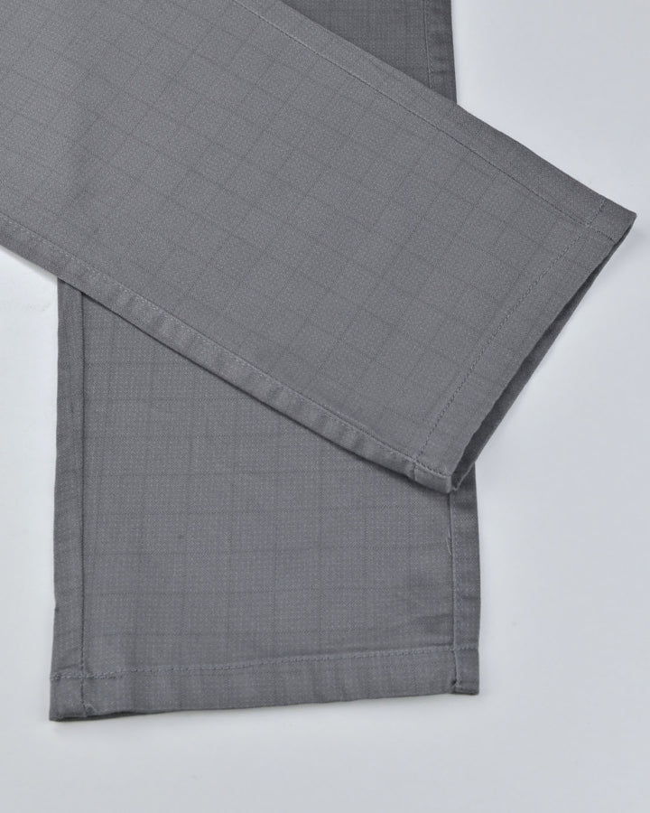Grey Dotted Checks - 2 way stretch - COTTON PANT