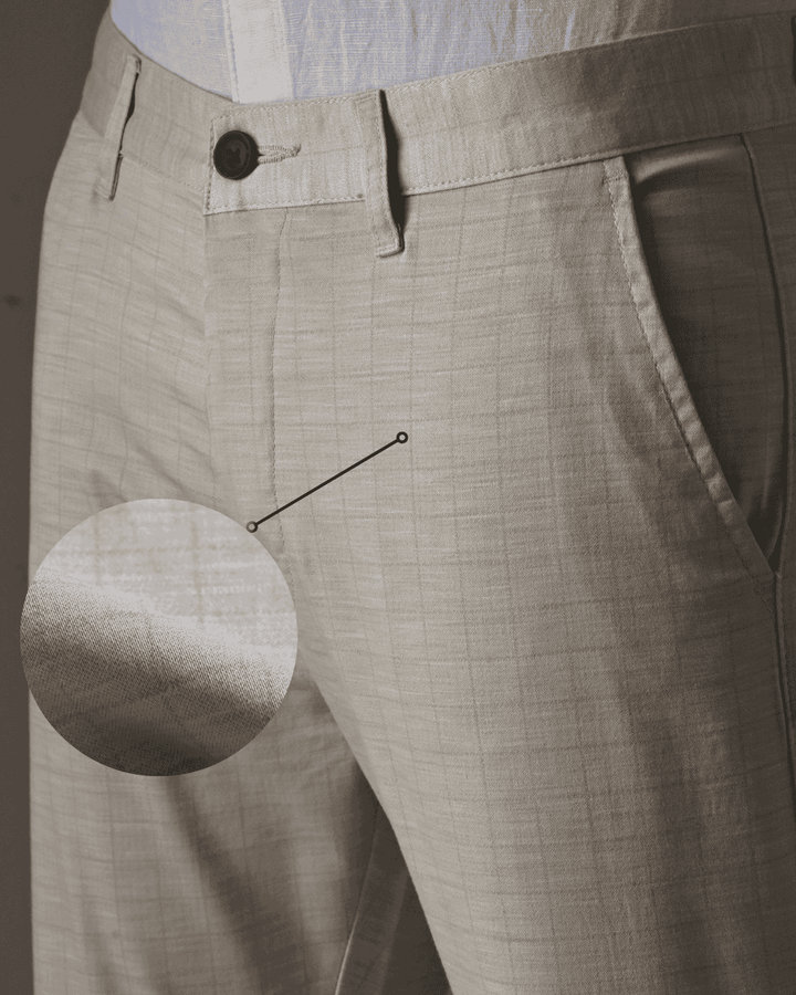 Cream Square Checks - 2 way stretch - COTTON PANT