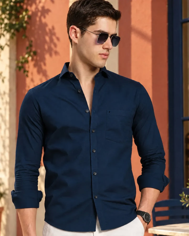 Sapphire Blue Solid - Full Sleeve Shirt