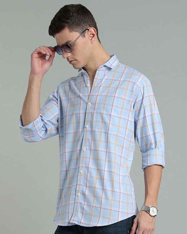 Sky Blue Multi Colour Checks -Full-Stain Proof