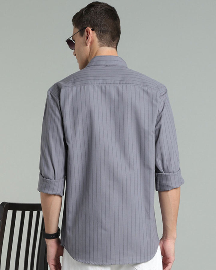 Grey Vertical Stripes -Full-Stain Proof