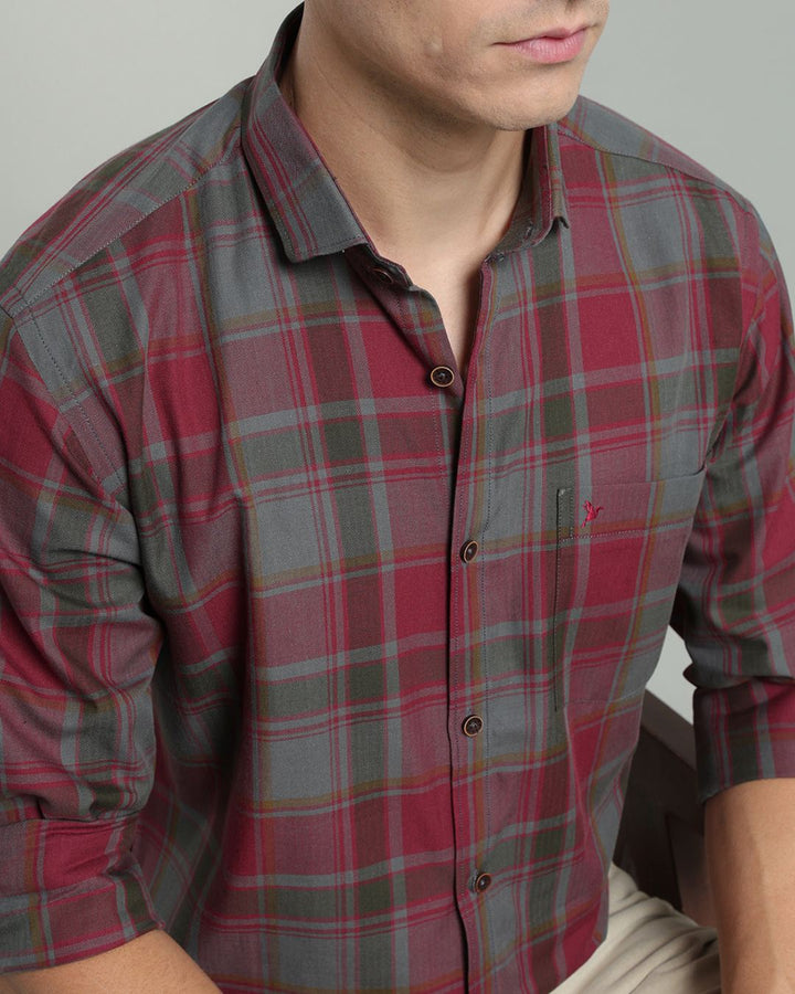 Burgundy & Grey Checks -Full-Stain Proof
