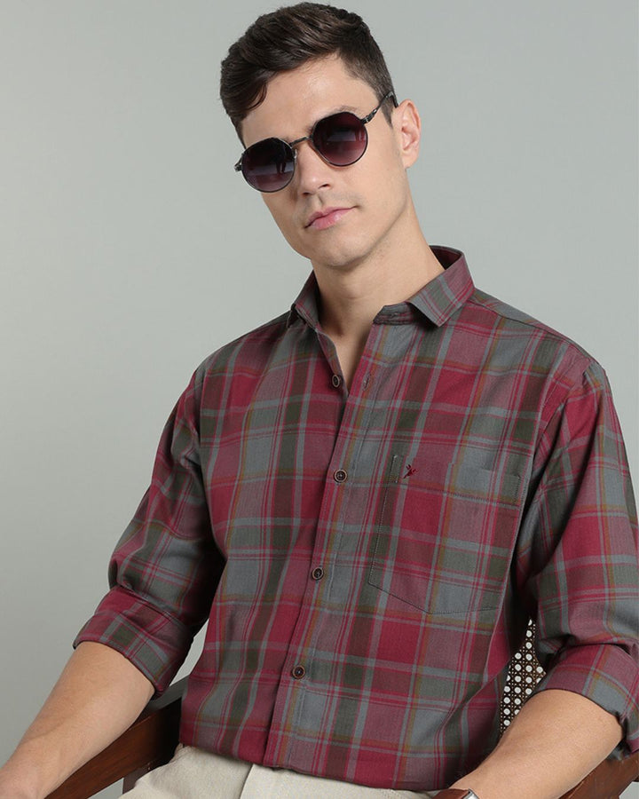 Burgundy & Grey Checks -Full-Stain Proof
