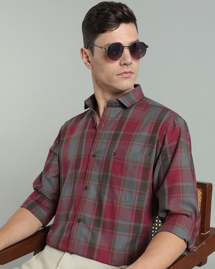 Burgundy & Grey Checks -Full-Stain Proof
