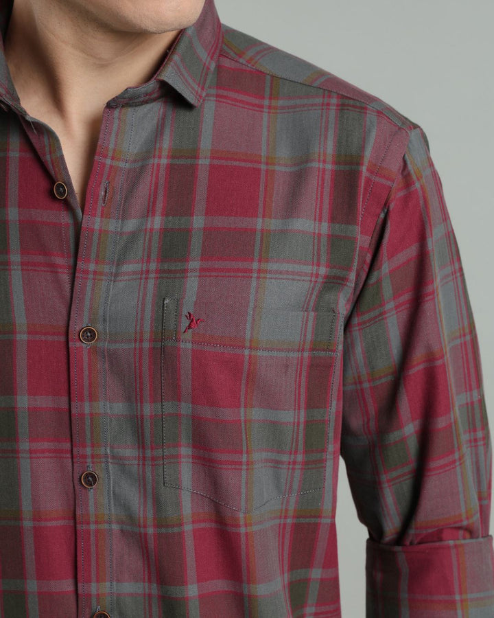 Burgundy & Grey Checks -Full-Stain Proof