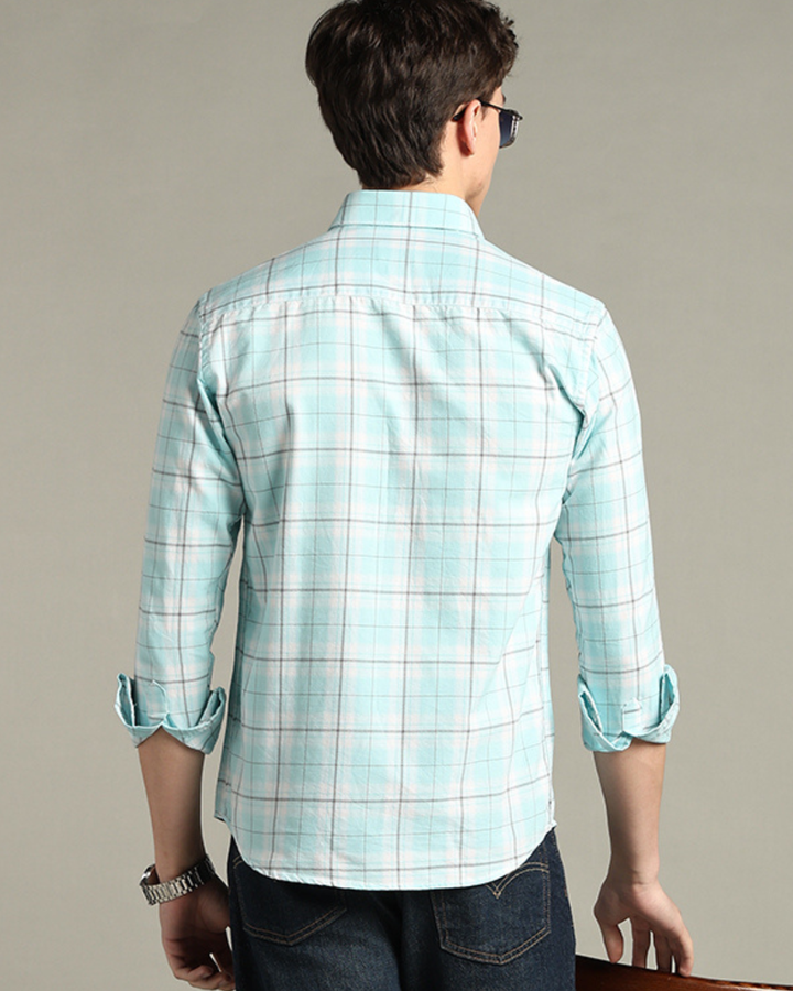 Turquoise Blue Checks -Full-Stain Proof
