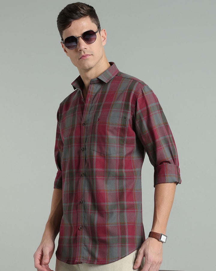 Burgundy & Grey Checks -Full-Stain Proof