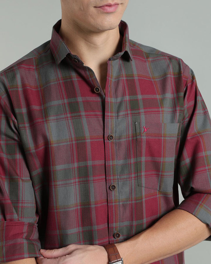 Burgundy & Grey Checks -Full-Stain Proof