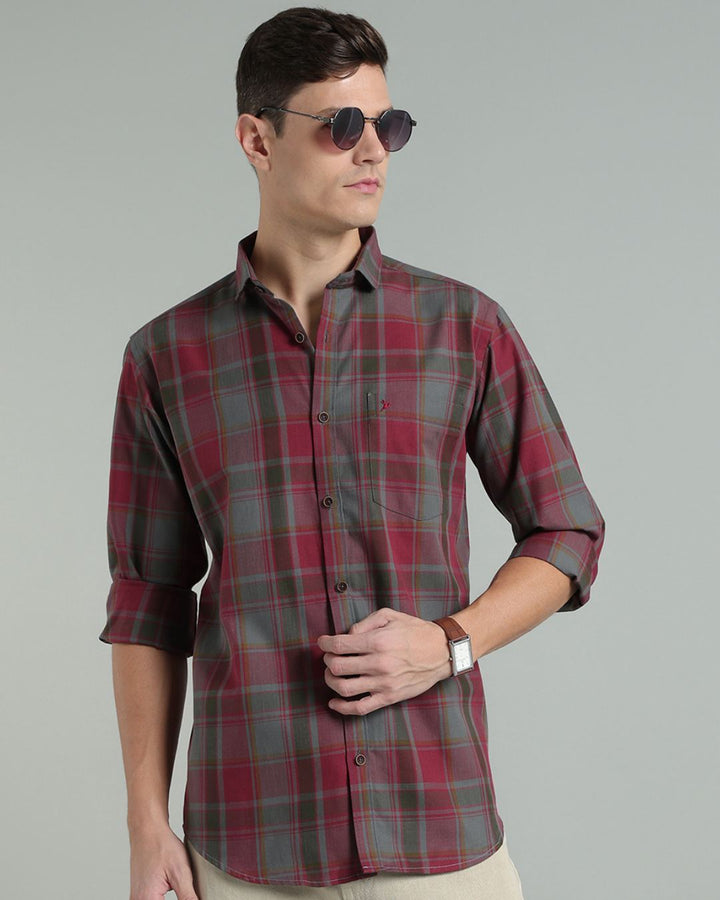 Burgundy & Grey Checks -Full-Stain Proof