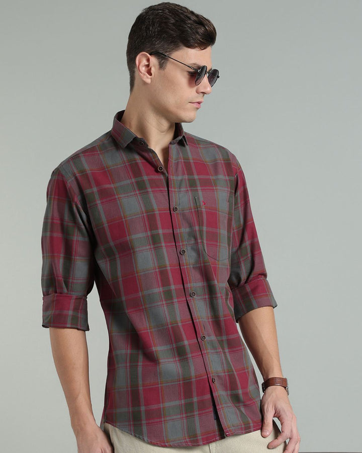 Burgundy & Grey Checks -Full-Stain Proof