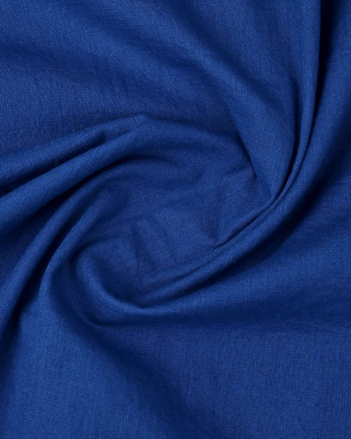 Sapphire Blue Solid-Full-Cotton Linen Shirt