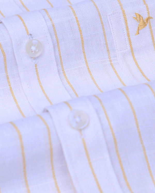 Golden White Stripes -Full-Bamboo Linen