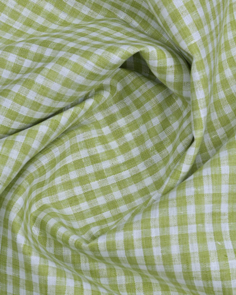 Apple Green & White Checks -Full-Bamboo Linen