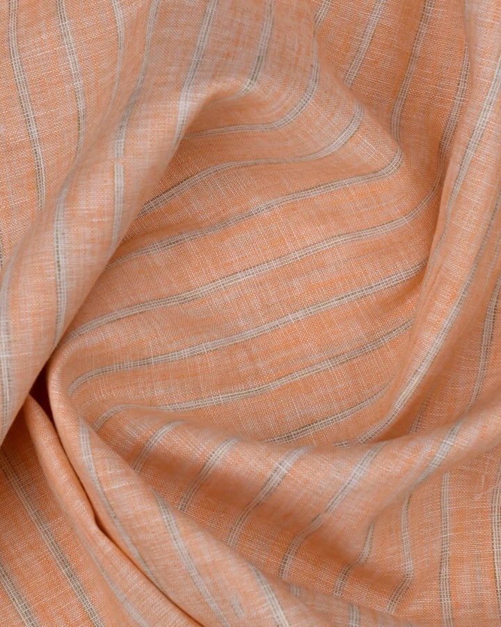 Orange Multi Dotted Line Stripes -Full-Cotton Linen Shirt