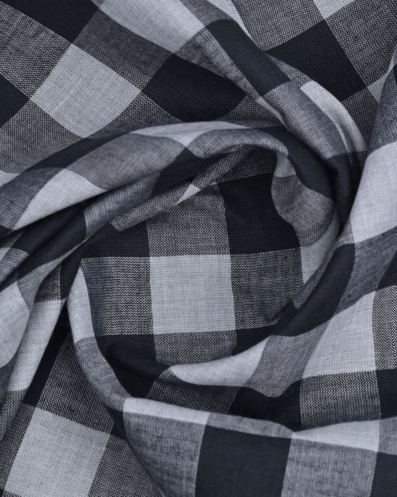 Black & Grey Box Checks-Full-Bamboo Linen