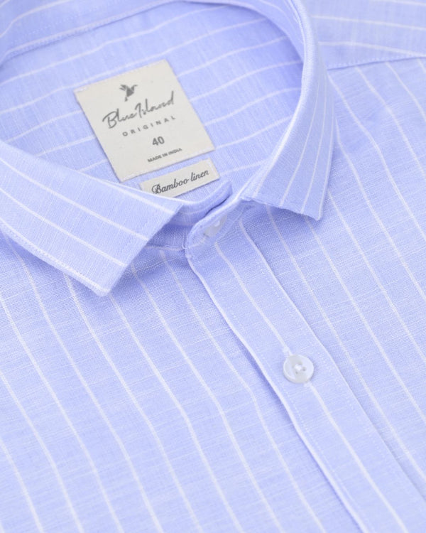 Lite Blue Stripes -Full-Bamboo Linen