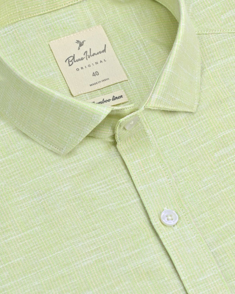 Mild Yellow Grid Stripes -Full-Bamboo Linen