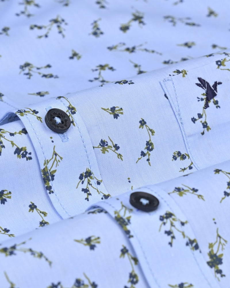 Sky Blue Vine Print -Full-Stain Proof