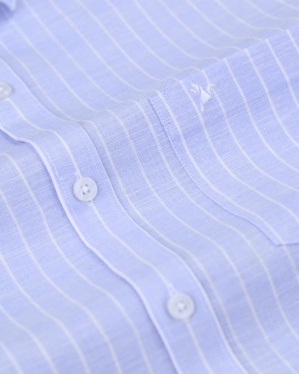 Lite Blue Stripes -Full-Bamboo Linen