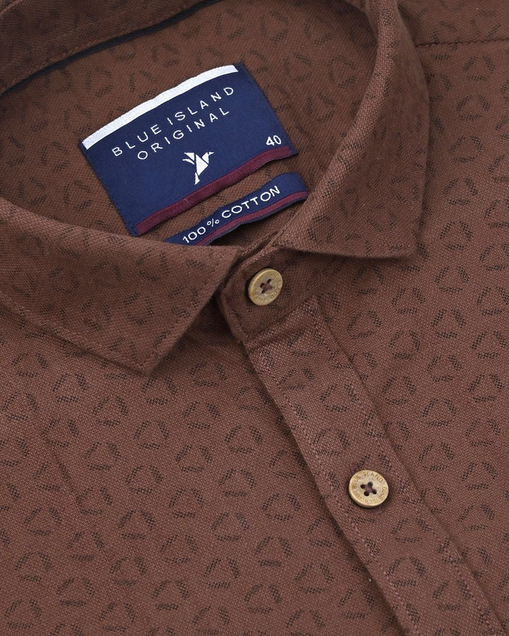 Brown Triangle Print -Full-Stain Proof