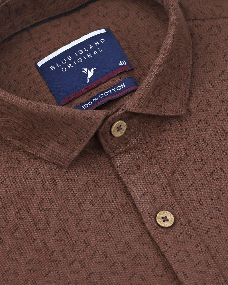 Brown Triangle Print -Full-Stain Proof