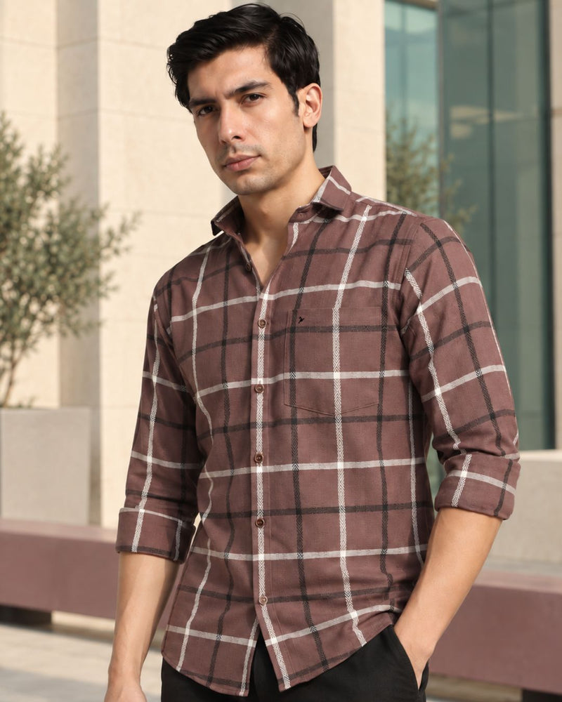 Walnut Brown Monochrome Checks -Full-Stain Proof