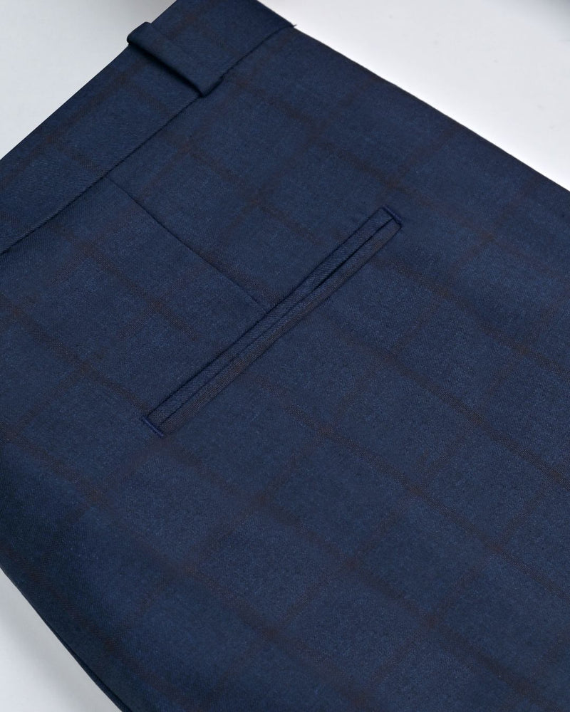 Navy Bold Checks - Wrinkle free Formal Pant