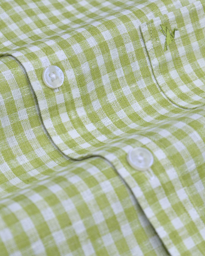Apple Green & White Checks -Full-Bamboo Linen